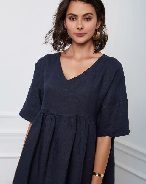 100% linnen jurk Esty marine