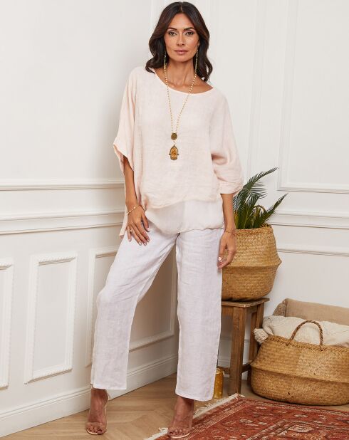 Blouse 100% Lin Kalon rose pâle