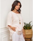 Blouse 100% Lin Kalon rose pâle