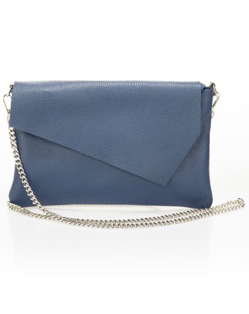 Sac bandoulière en Cuir Mina bleu nuit - 26x2x18 cm