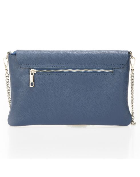 Sac bandoulière en Cuir Mina bleu nuit - 26x2x18 cm