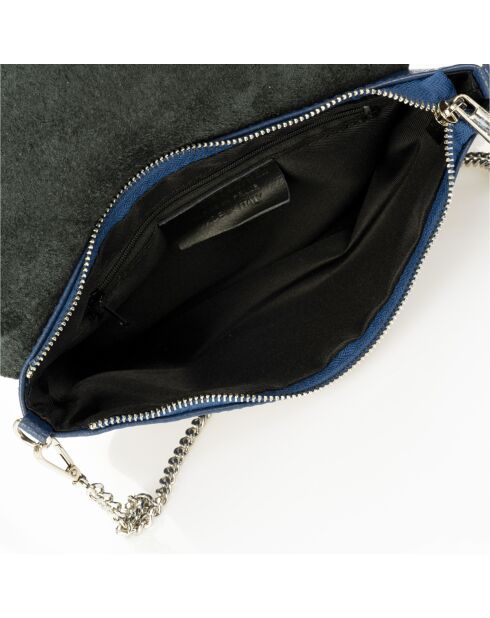 Sac bandoulière en Cuir Mina bleu nuit - 26x2x18 cm