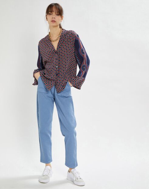 Pantaloni in denim blu Pauline paperbag