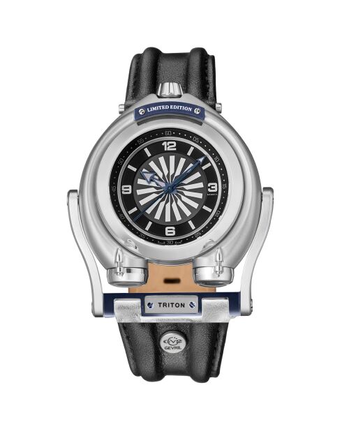 Montre Triton Homme Automatique en Cuir noire