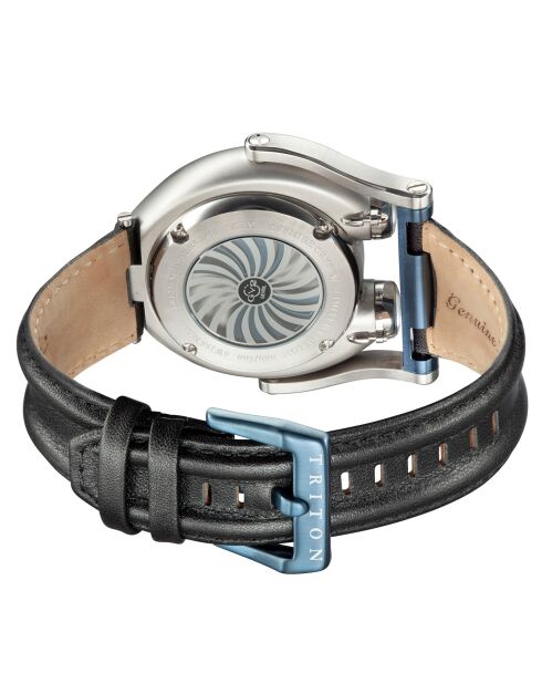 Montre Triton Homme Automatique en Cuir noire