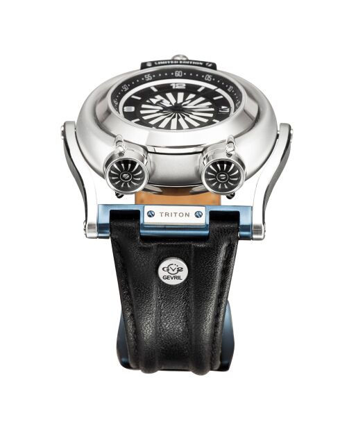 Montre Triton Homme Automatique en Cuir noire