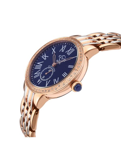 Astor Quarzuhr für Damen, aus Stahl und Diamanten, 0,25 Karat Roségold/Silber