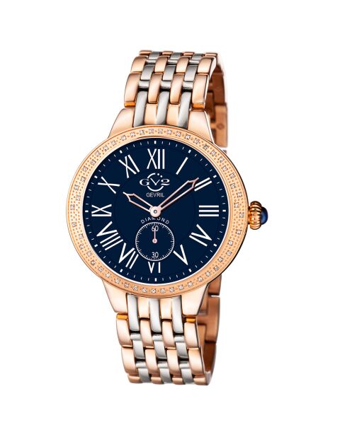 Astor Quarzuhr für Damen, aus Stahl und Diamanten, 0,25 Karat Roségold/Silber