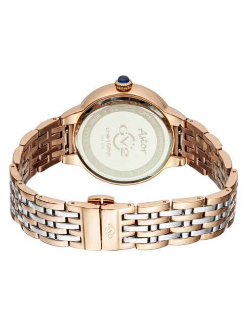 Astor Quarzuhr für Damen, aus Stahl und Diamanten, 0,25 Karat Roségold/Silber