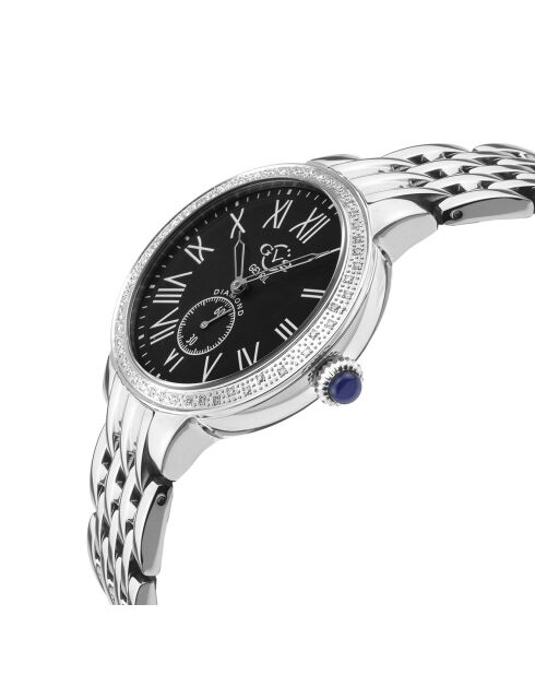 Astor Quarzuhr für Damen, aus Stahl und Diamanten, 0,25 Karat Silber