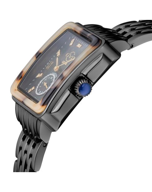 Montre Bari Tortoise Femme Quartz en Acier & Diamants 0,09 ct noire