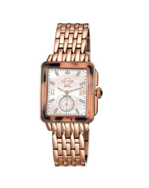 Montre Bari Tortoise Femme Quartz en Acier & Diamants 0.117 ct rose doré