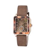 Montre Bari Tortoise Femme Quartz en Cuir & Diamants 0.117 ct marron