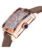 Montre Bari Tortoise Femme Quartz en Cuir & Diamants 0.117 ct marron