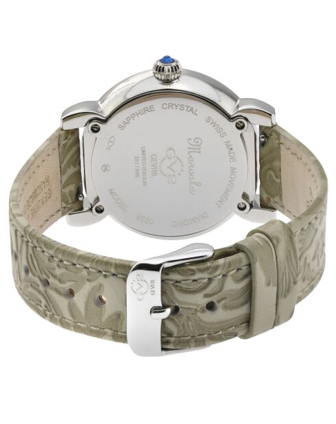 Montre Marsala Femme Quartz en Cuir & Diamants 0.4 ct nude