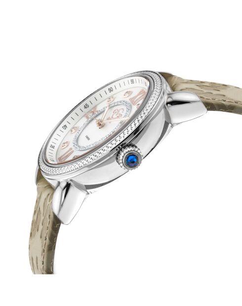 Montre Marsala Femme Quartz en Cuir & Diamants 0.4 ct nude