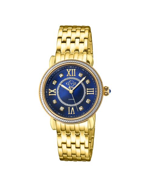 Montre Marsala Femme Quartz en Acier & Diamants 0.4 ct dorée