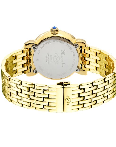 Montre Marsala Femme Quartz en Acier & Diamants 0.4 ct dorée