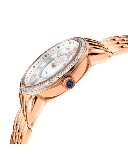 Montre Marsala Femme Quartz en Acier & Diamants 0.4 ct rose doré