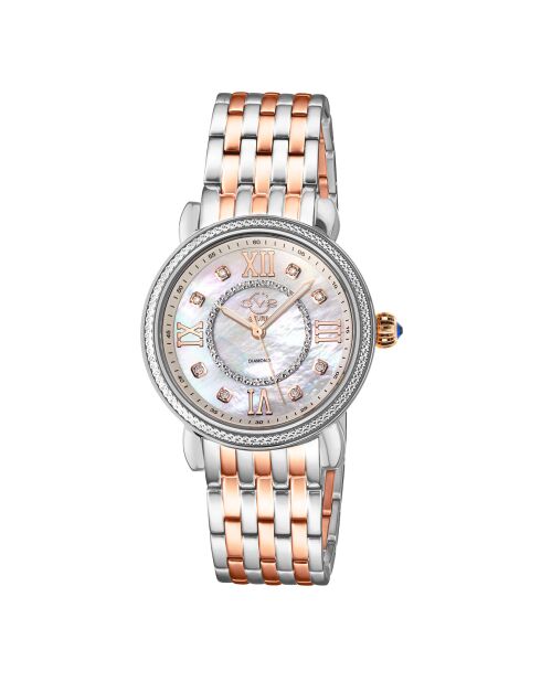 Orologio al quarzo da donna Marsala in acciaio e diamanti in oro rosa/argento 0,4 ct
