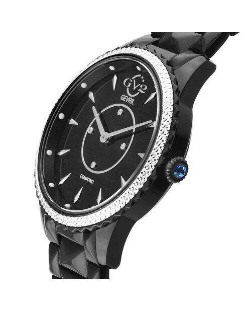 Montre Siena Femme Quartz en Acier & Diamants 0.0176 ct noire