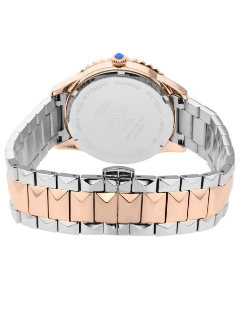 Montre Siena Femme Quartz en Acier & Diamants 0.0176 ct rose doré/argenté