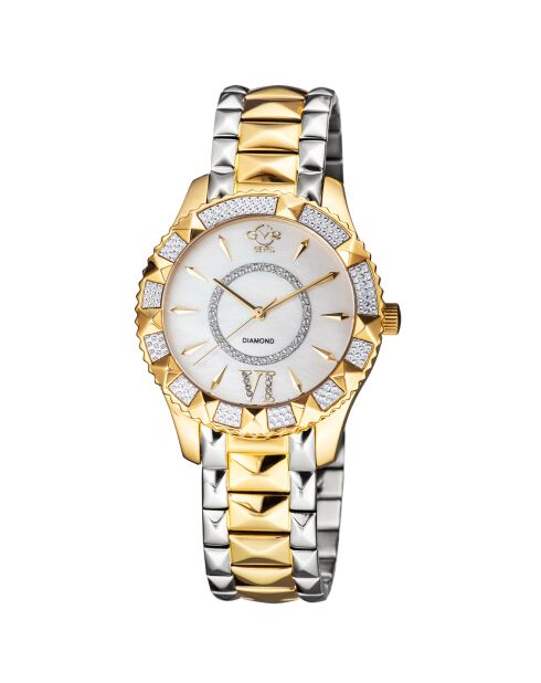 Montre Venice Femme Quartz en Acier & Diamants 0.304 ct doré/argenté