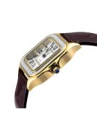 Montre Milan Femme Quartz en Cuir & Diamants 0.456 ct marron