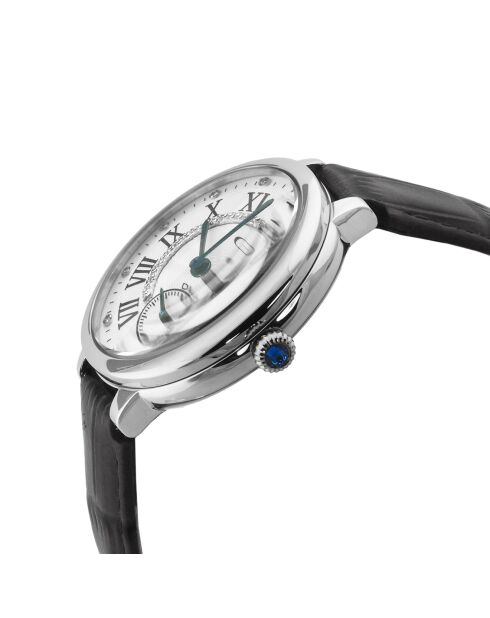 Montre Rome Femme Quartz en Cuir & Diamants 0.684 ct noire