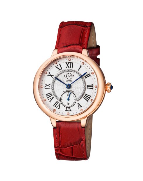 Montre Rome Femme Quartz en Cuir & Diamants 0.684 ct rouge