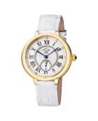 Montre Rome Femme Quartz en Cuir & Diamants 0.684 ct blanche