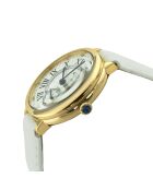 Montre Rome Femme Quartz en Cuir & Diamants 0.684 ct blanche