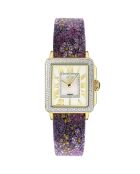 Montre Padova Floral Femme Quartz en Cuir & Diamants 0.042 ct violet/fleuri