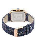 Montre Padova Floral Femme Quartz en Cuir & Diamants 0.042 ct bleu/fleuri