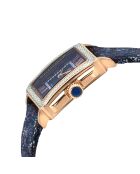 Montre Padova Floral Femme Quartz en Cuir & Diamants 0.042 ct bleu/fleuri