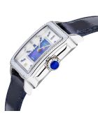 Montre Padova Gemstone Femme Quartz en Cuir, Diamants 0.0116 ct & Pierres Précieuses bleue
