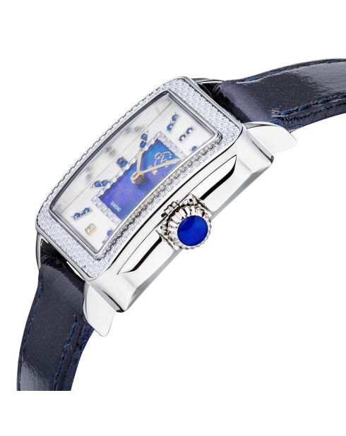 Montre Padova Gemstone Femme Quartz en Cuir, Diamants 0.0116 ct & Pierres Précieuses bleue