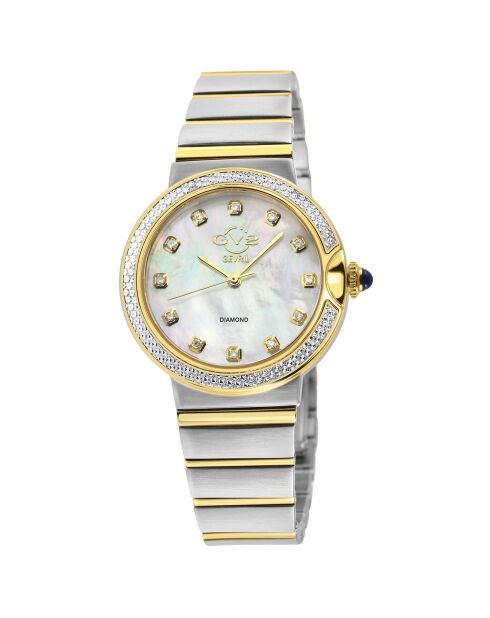 Sorrento Quarzuhr für Damen, aus Stahl und Diamanten, 0,15 Karat Gold/Silber