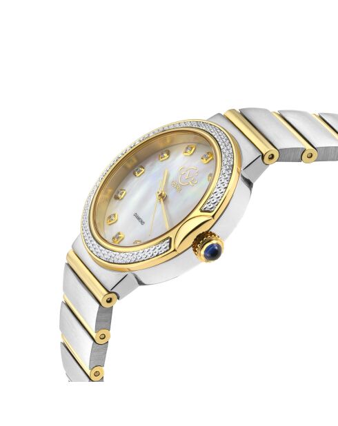 Sorrento Quarzuhr für Damen, aus Stahl und Diamanten, 0,15 Karat Gold/Silber