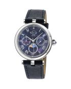 Montre Florence Femme Quartz en Cuir & Diamants 0.013 ct bleue