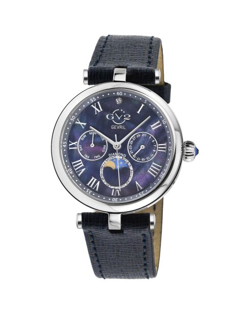 Montre Florence Femme Quartz en Cuir & Diamants 0.013 ct bleue