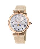 Florence Quartz dameshorloge van leer en diamant 0,013 kt beige