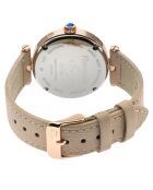 Florence Quartz dameshorloge van leer en diamant 0,013 kt beige