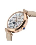 Florence Quartz dameshorloge van leer en diamant 0,013 kt beige