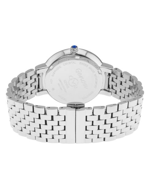 Montre Genoa Femme Quartz en Acier & Diamants 0.05 ct argentée