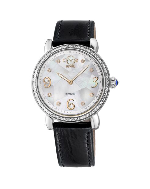 Montre Ravenna Femme Quartz en Cuir & Diamants 0.04 ct noire