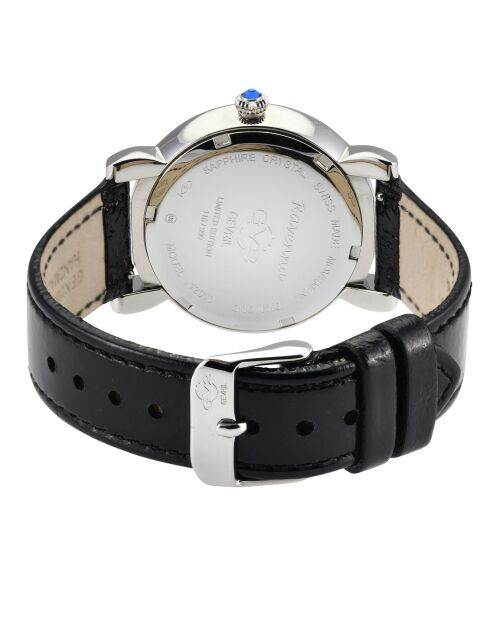 Montre Ravenna Femme Quartz en Cuir & Diamants 0.04 ct noire