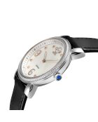 Montre Ravenna Femme Quartz en Cuir & Diamants 0.04 ct noire