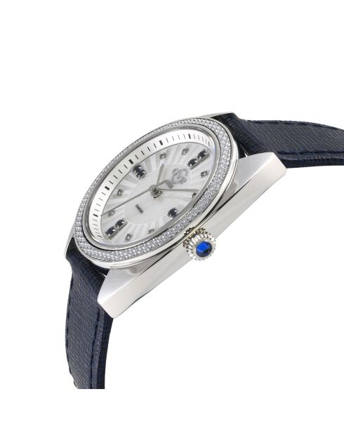 Montre Palermo Femme Quartz en Cuir, Diamants 0.0316 ct & Pierres Précieuses bleue