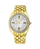 Montre Palermo Femme Quartz en Acier, Diamants 0.0316 ct & Pierres Préciseuses dorée